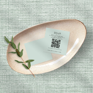 Simple Typography QR Code Mint Wedding RSVP Enclosure Card
