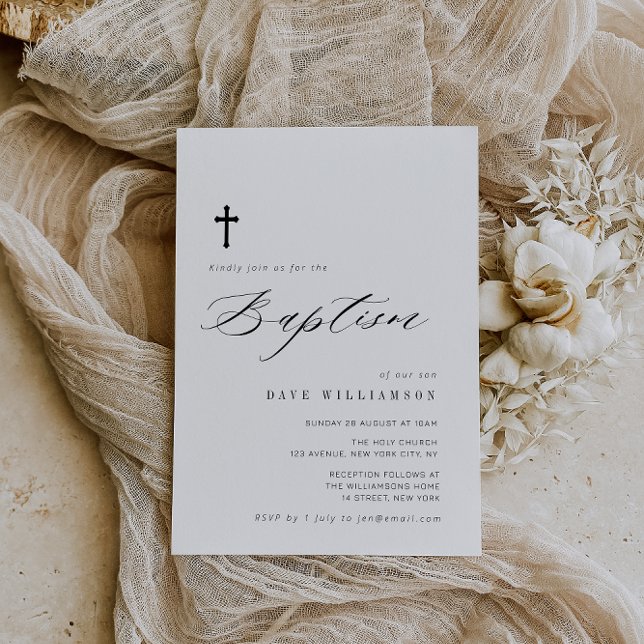 simple typography script baptism invitation (Creator Uploaded)