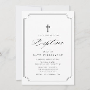 simple typography script frame baptism invitation