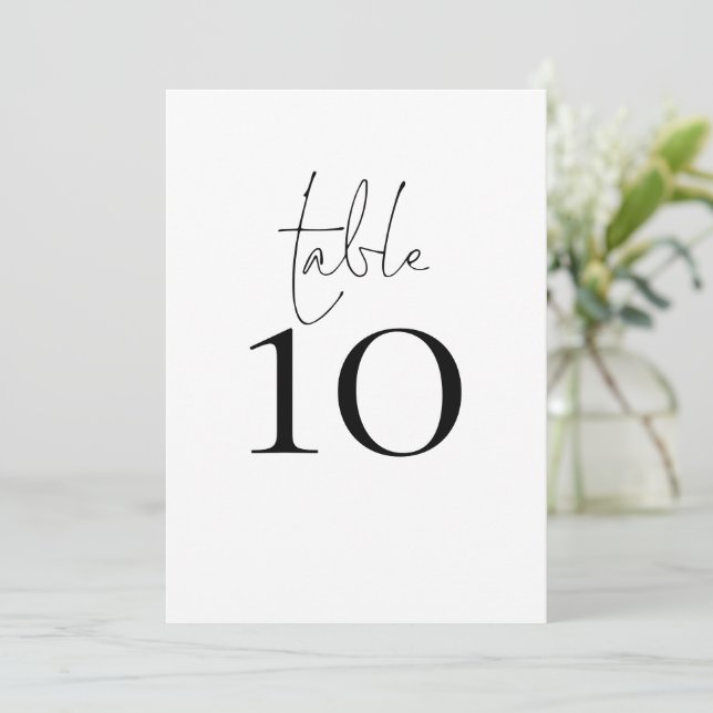 Simple Typography Script Wedding Table Number Card (Standing Front)