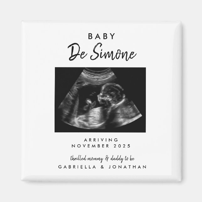 Simple Typography Sonogram Photo Pregnancy Magnet (Front)
