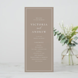 Simple Typography Taupe Formal Wedding Programme