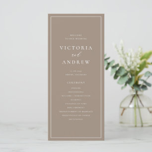 Simple Typography Taupe Formal Wedding Programme