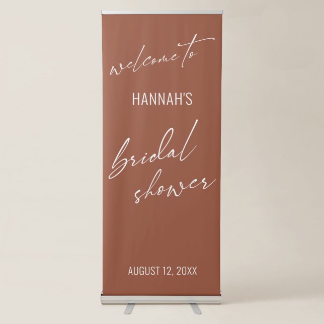 Simple Typography Terracotta Bridal Shower Retractable Banner (Front)