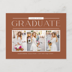 Simple Typography Terracotta Photo Graduation Postcard