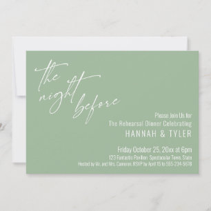 Simple Typography The Night Before Sage Green Invitation