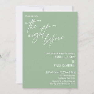 Simple Typography The Night Before Sage Green Invitation