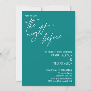 Simple Typography The Night Before Teal Invitation