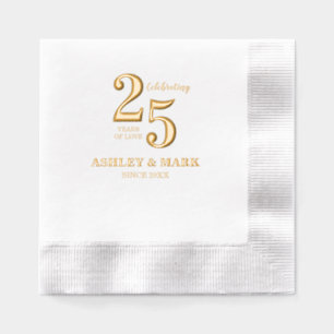 Simple Typography Wedding Anniversary  Foil Napkins