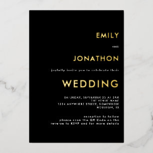 Simple Typography Wedding Black Gold Real