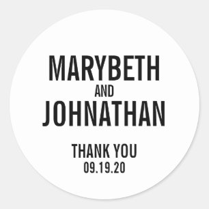 Simple Typography Wedding Favour Thank You Sticker