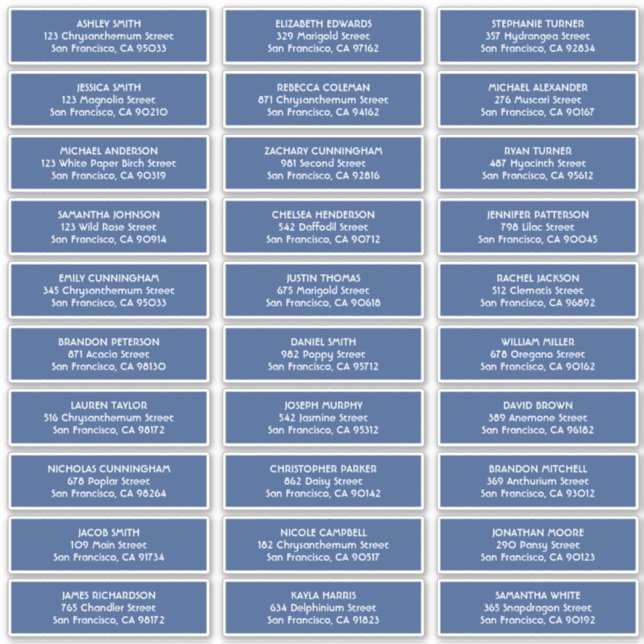 Simple Typography Wedding Guest Names Address (Front)