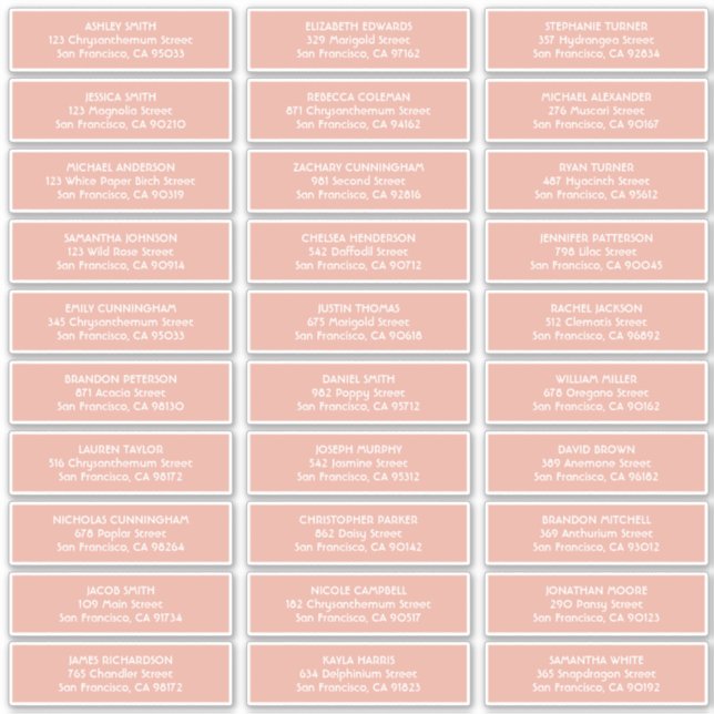 Simple Typography Wedding Guest Names Address (Front)