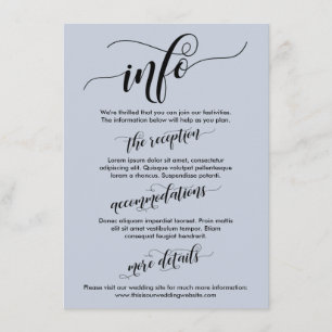 Simple Typography Wedding Info Light Dusty Blue Enclosure Card