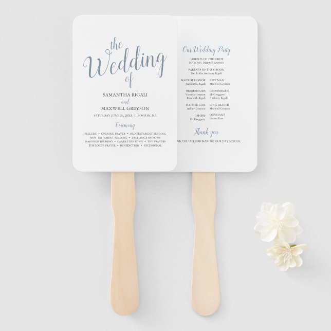 Simple Typography Wedding Program Fan (Front and Back)