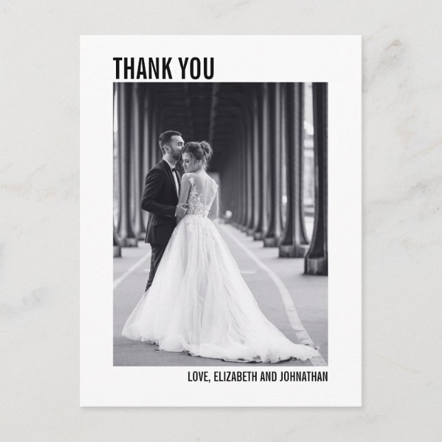 Simple Typography Wedding Thank You Photo Postcard (Front)