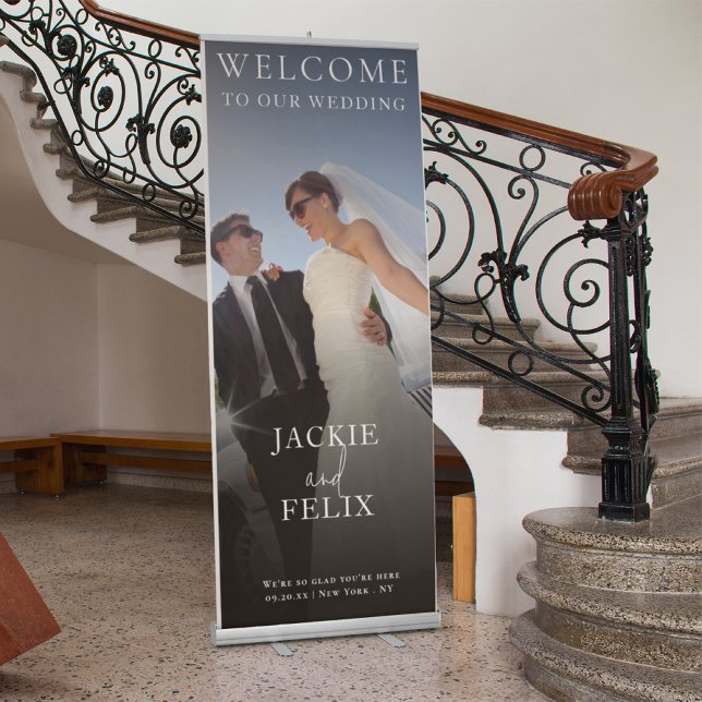 Simple Typography Wedding Welcome with Photo Retractable Banner (Creator Uploaded)