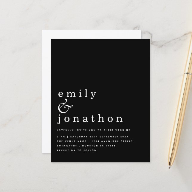 Simple Typography White Black Wedding (Front/Back In Situ)
