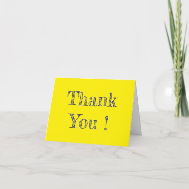 Simple Typography Yellow  Thank You Card (Front)