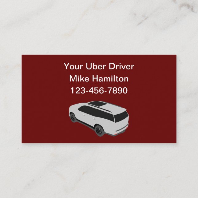 Simple Uber Driver Ride Hailing Business Cards (Front)