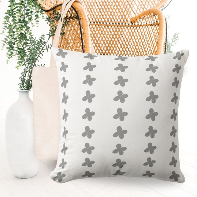 Simple Ultimate Grey Flowers Floral Pattern Cushion (Creator Uploaded)