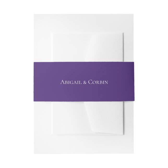 Simple Ultra Violet Personalised Wedding Invitation Belly Band (Front Example)