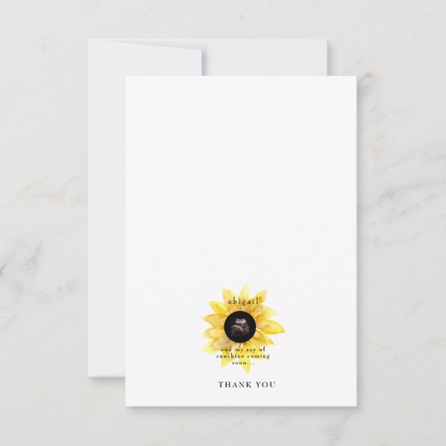 Simple Ultrasound Sunflower Cute Baby Shower  Thank You Card (Front)
