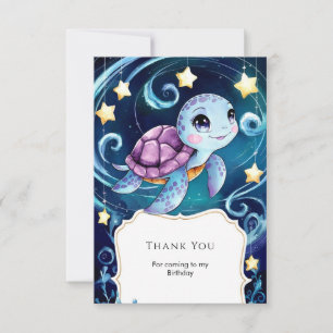 Simple Under the Sea Boho Turtle Birthday Thank You Card