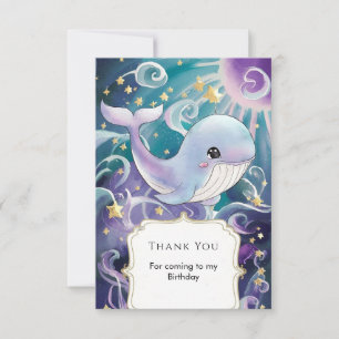 Simple Under the Sea Kids' Whale Birthday Thank You Card