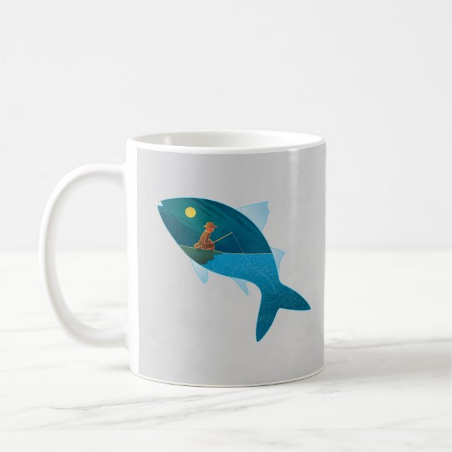 Simple Unique Creativity Imaginative Fisherman Coffee Mug (Left)