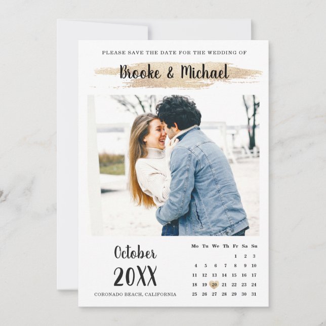 Simple unique Stylish Photo Calendar Save The Date (Front)