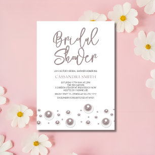 Simple Unique White Pearl Bridal Shower  Invitation