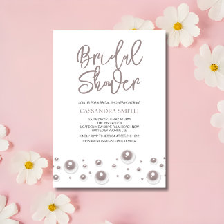 Simple Unique White Pearl Bridal Shower Invitation