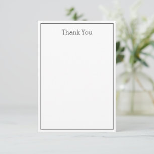 Simple Unisex Flat Card Thank You - Black & White