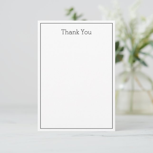 Simple Unisex Flat Card Thank You - Black & White (Standing Front)