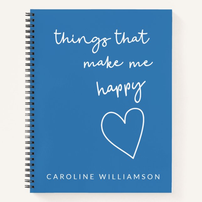 Simple Uplifting Gratitude Quote Personalised Blue Notebook (Front)