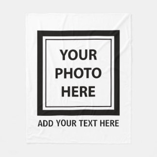 Simple Upload Photo & Add Text Fleece Blanket