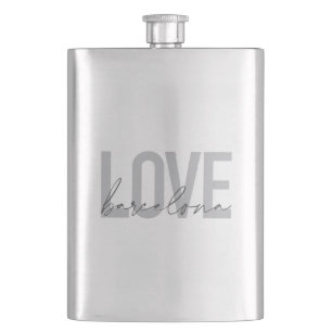 Simple, urban, modern, cool design Love Barcelona Hip Flask