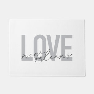 Simple, urban, modern cool design Love New Orleans Doormat