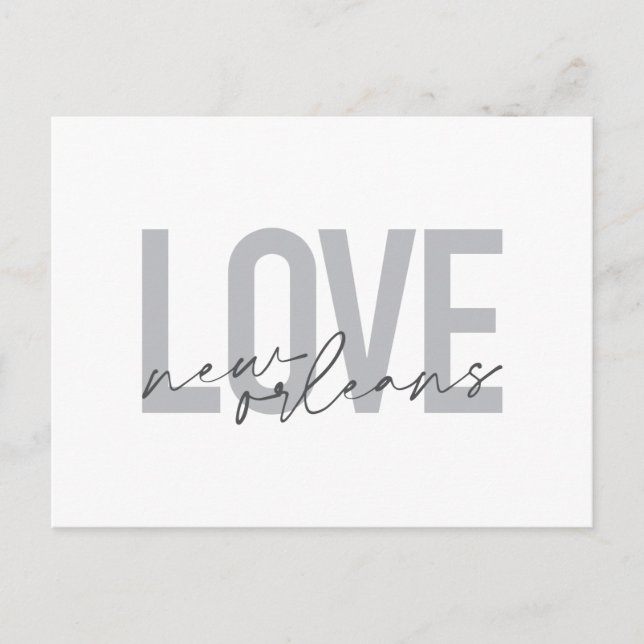 Simple, urban, modern cool design Love New Orleans Postcard (Front)