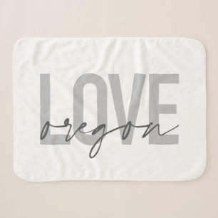 Simple, urban, modern, trendy, design Love Oregon Sherpa Blanket