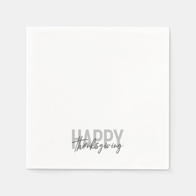 Simple, urban, trendy, modern Happy Thanksgiving Napkin (Front)