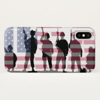 Simple US American Flag with Soldiers