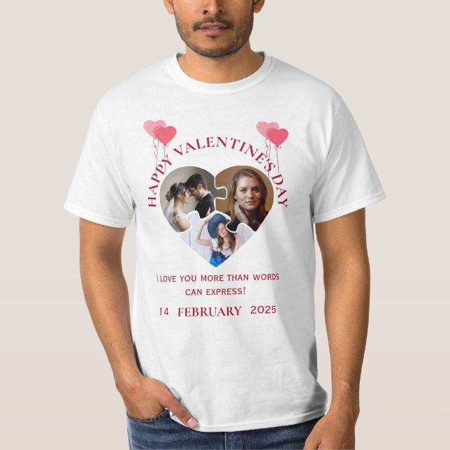 Simple Valentine Day Photos in Love T-Shirt (Front)