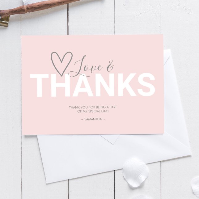 Simple Valentine Themed Pink Script Thank You Card (Creator Uploaded)