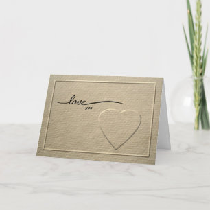 Simple Valentines Day Embossed Heart Holiday Card