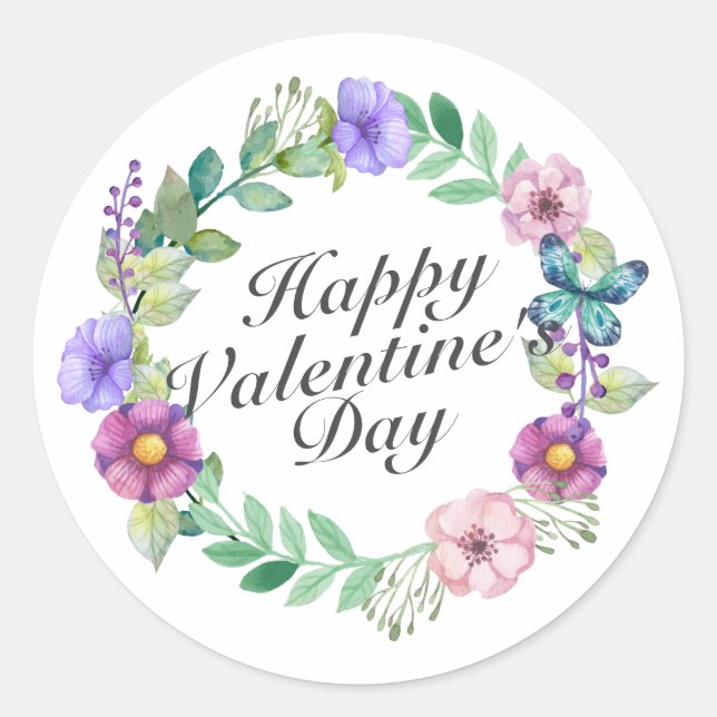Simple Valentine's Day Floral Wreath Sticker (Front)