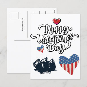 Simple Valentines Day Military Soldier Army Holiday Postcard