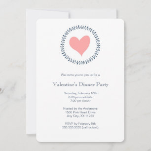 Simple Valentine's Dinner Party invite pink/navy
