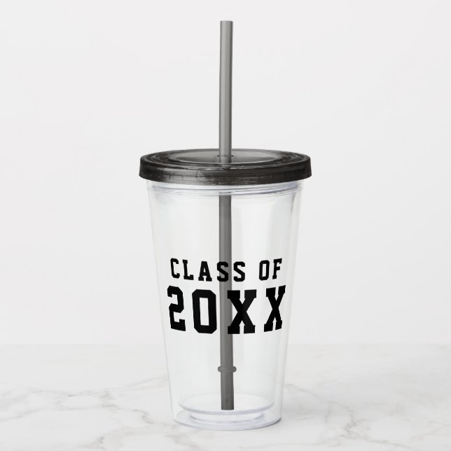Simple Varsity Graduating Class of Year Acrylic Tumbler (Front)